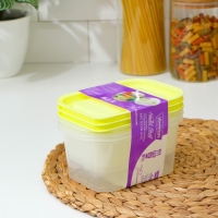 Набор контейнеров пищевых с паровыпуском, 3 шт: 750 мл, 500 мл, 500 мл, прямоугольные, цвет микс