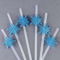 Новый год! Трубочка &laquo;Снежинки&raquo;, в наборе 6 шт., голубые
