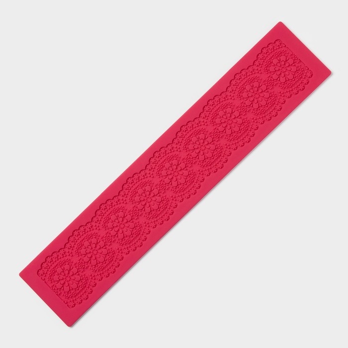 Коврик для айсинга Доляна &laquo;Цветочное кружево&raquo;, силикон, 39,5&times;8 см, цвет красный