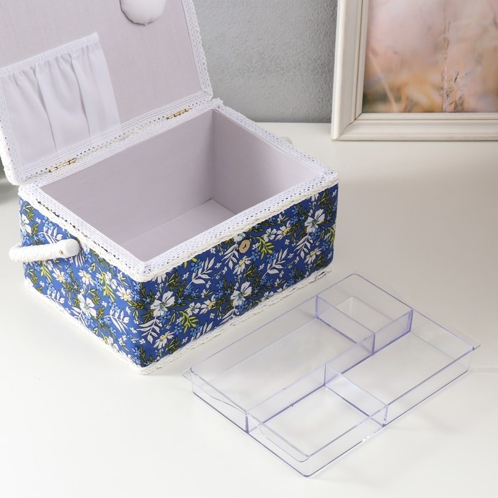 Шкатулка для рукоделия Шкатулка для рукоделия "Полевые цветы на синем" 19х26х14,5 см