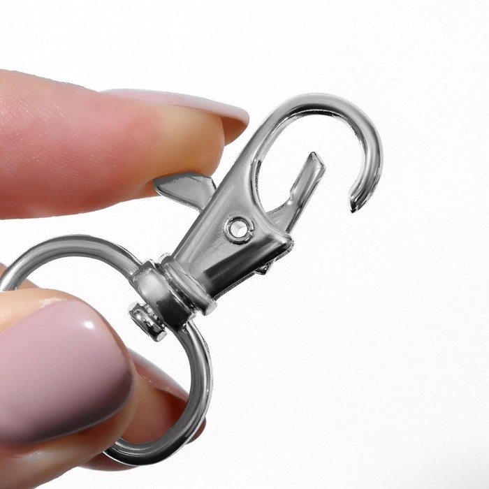 Карабин металлический, 42 &times; 25 мм / 20 &times; 3 мм, 10 шт, цвет серебряный