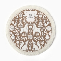 Новый год. Салфетка &laquo;Олени&raquo; цв.белый, 37*37 см