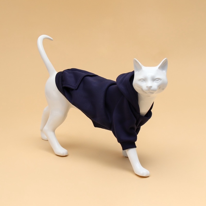 Толстовка для животных с капюшоном, размер S (ДС 35 см). Синяя Толстовка для животных с капюшоном, размер S (ДС 35 см). Синяя