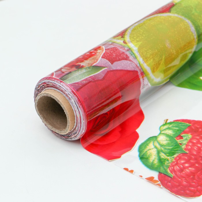 Клеёнка на стол Доляна &laquo;Фрукты&raquo;, ширина 137 см, толщина 0,08 мм, рулон 30 метров