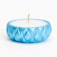 Свеча &laquo;Купол&raquo; в подсвечнике с ромбовидными гранями из гипса с крышкой, 8,5х8,5см, голубой