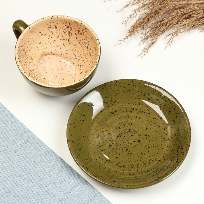 Чайная пара Чайная пара "Элегант" 0,25л / 11х6,5см + блюдце 15см, оазис