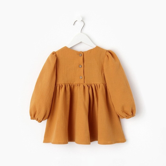 Платье детское с длинным рукавом KAFTAN "Муслин", размер 30 (98-104 см) цвет горчичный