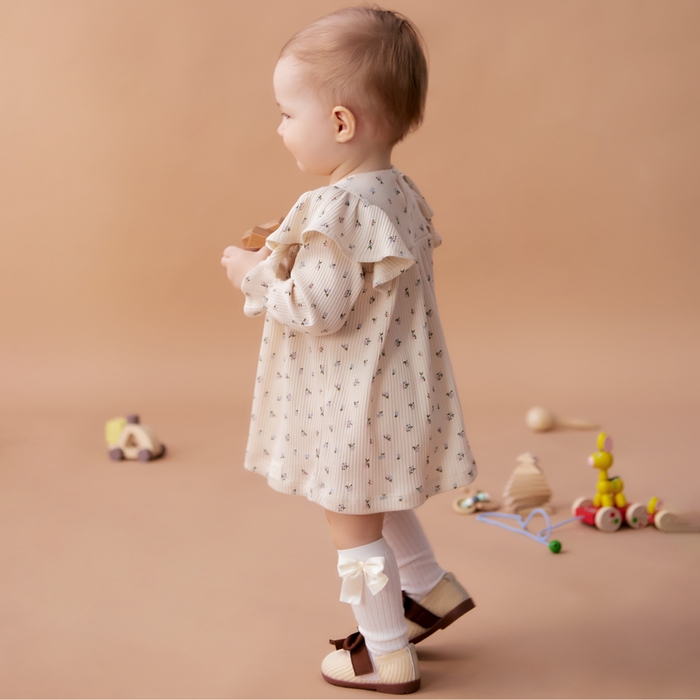 Платье с дл. рукавом Крошка Я Wildflowers, рост 62-68 см, бежевый