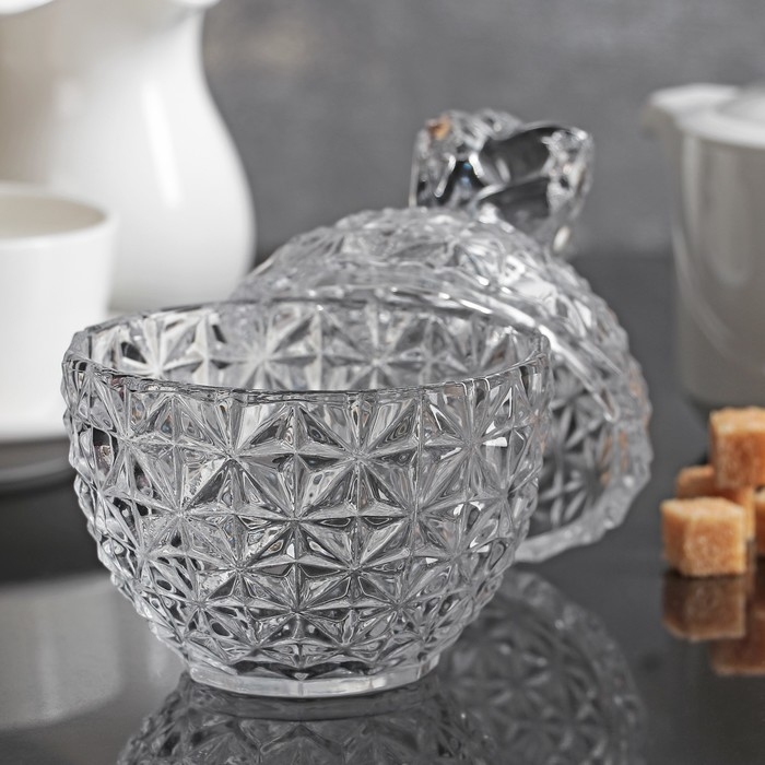 Сахарница стеклянная &laquo;Венеция. Рябь&raquo;, 250 мл, 9&times;14,5 см, с крышкой