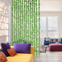 Занавеска декоративная &laquo;Листики&raquo;, 90&times;164 см, 12 нитей, цвет зелёный