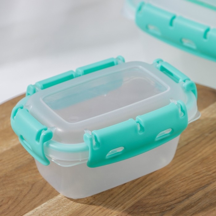 Набор пищевых герметичных контейнеров, 3 шт: 380 мл, 0,8 л, 1,5 л, прозрачные, крышка голубая Набор пищевых герметичных контейнеров, 3 шт: 380 мл, 0,8 л, 1,5 л, прозрачные, крышка голубая