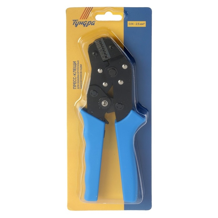 Пресс-клещи ТУНДРА, для обжима втулочных наконечников НШВИ, 0.14 - 2.5 мм2 Пресс-клещи ТУНДРА, для обжима втулочных наконечников НШВИ, 0.14 - 2.5 мм2