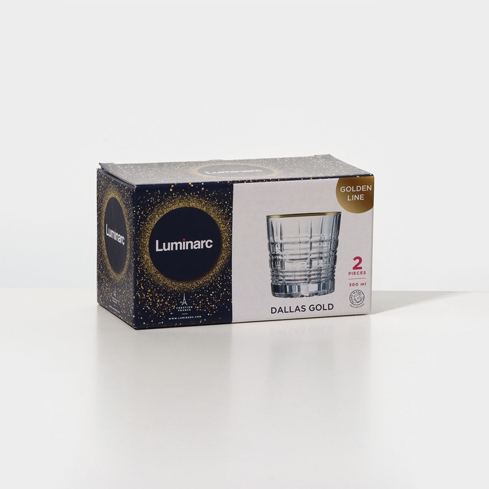 Набор низких стаканов стеклянных &laquo;Даллас Голд&raquo;, 300 мл, 2 шт