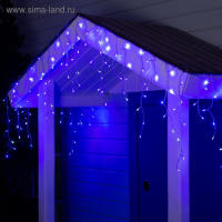 Гирлянда &laquo;Бахрома&raquo; 4 &times; 0.6 м, IP44, прозрачная нить, 180 LED, свечение синее, мерцание белым, 220 В