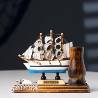 Набор настольный &laquo;Корабль&raquo; с подставкой для ручек, 12 х 13 х 6 см