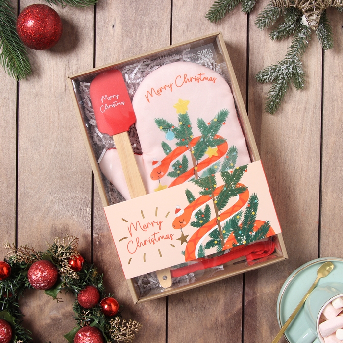 Набор подарочный Доляна "Christmas": варежка-прихватка, лопатка силикон