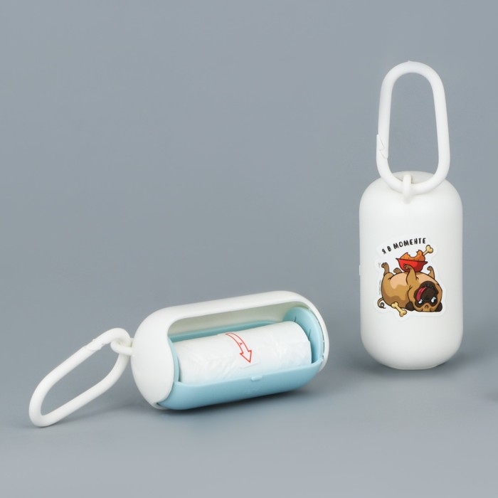 Контейнер с пакетами для уборки за собаками &laquo;Я в моменте&raquo;, цвет белый