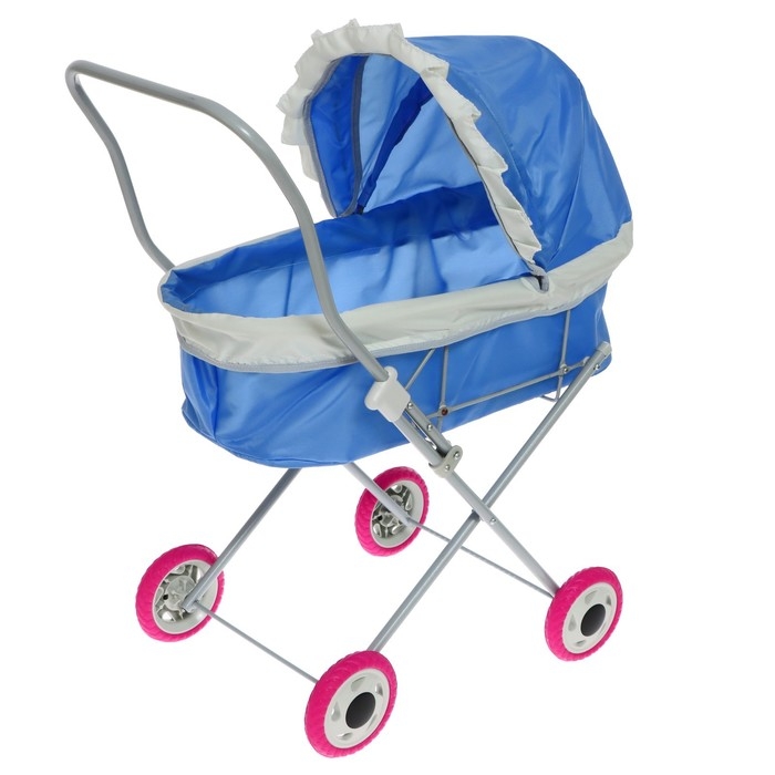 Коляска кукольная №3, цвет голубой с серым Коляска кукольная №3, цвет голубой с серым