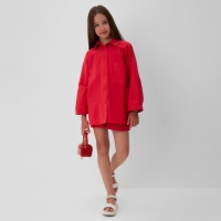 Костюм для девочки (рубашка и шорты) MINAKU, цвет красный, рост 134-140 см