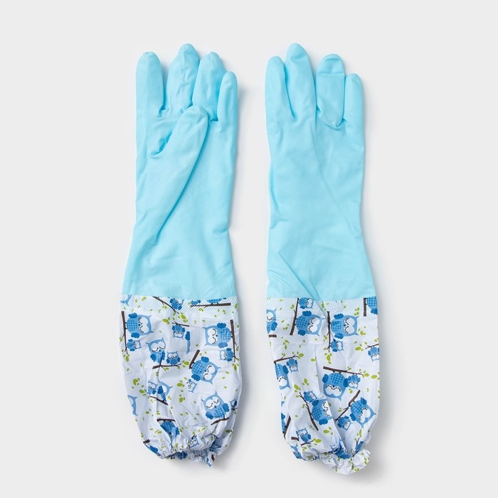 Перчатки хозяйственные с утеплителем Доляна, размер L, длинные манжеты, ПВХ