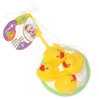 Набор резиновых игрушек для ванны &laquo;Поймай уточку&raquo;, сачок + 4 игр. с пищалкой, Крошка Я