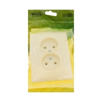 Розетка двухместная Luazon Lighting "Антей", 10 А, скрытая, без з/к, бежевая
