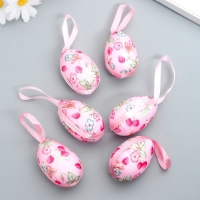 Декор пасхальный подвеска "Яйцо с цветочками" набор 6 шт МИКС 6х4 см Декор пасхальный подвеска "Яйцо с цветочками" набор 6 шт МИКС 6х4 см