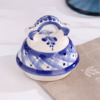 Чайник "Утро", малый, гжель, фарфор, 12х15 см