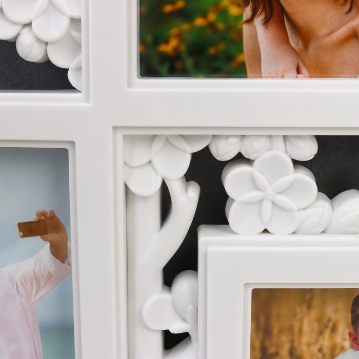 Фоторамка пластик на 3 фото 10х15 см Фоторамка пластик на 3 фото 10х15 см "Цветущая вишня" белый 33х29 см