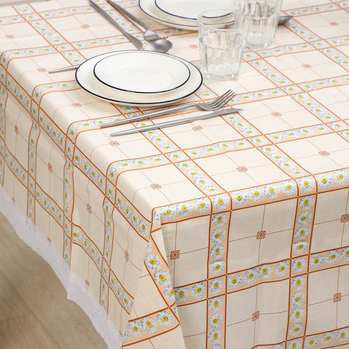 Скатерть на нетканой основе многоразовая с кружевом &laquo;Колорит&raquo;, 135&times;200(+/-5) см, цвет микс