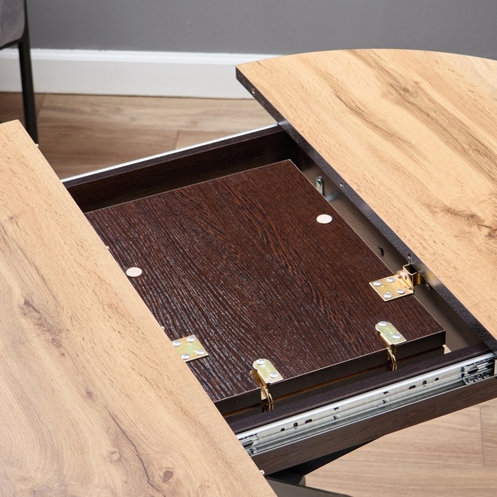 Стол кухонный на одной ножке раздвижной Норд, 90(122)х90х79, ЛДСП 22мм/Пластик, Дуб Вотан