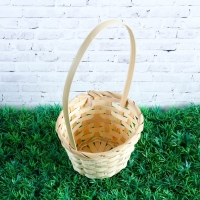 Корзина плетёная, бамбук, натуральный цвет, (цилиндр), средняя Корзина плетёная, бамбук, натуральный цвет, (цилиндр), средняя