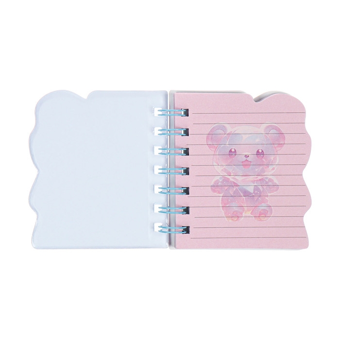 Записная книжка подарочная на гребне 80л,линия, цветной блок,обложка ПВХ 3D Мишка(10х10,5см)   10539