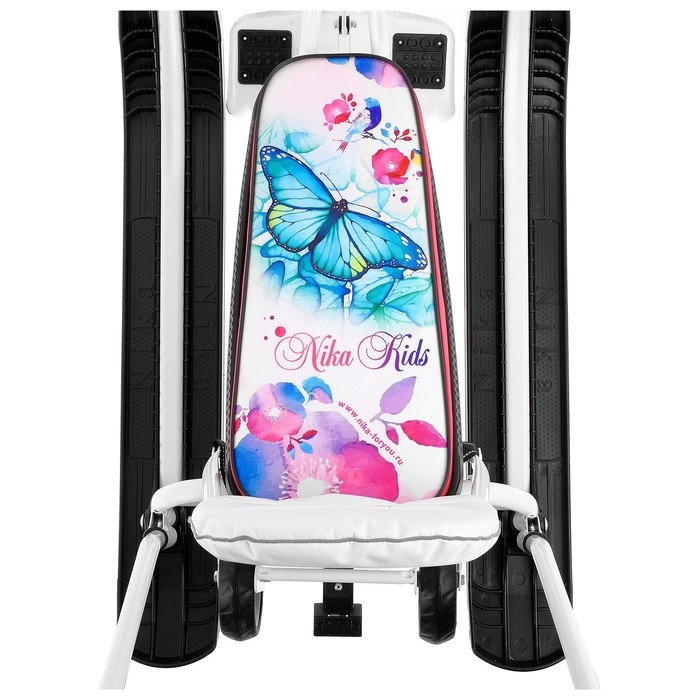 Снегокат с колёсами &laquo;Тимка спорт 6 Бабочки&raquo;, ТС6, с родительской ручкой, со спинкой и ремнём безопасности, цвет белый/розовый