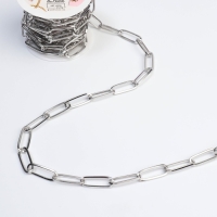 Цепочка для сумки, железная, 22 &times; 7 мм, 3 &plusmn; 0,1 м, цвет серебряный