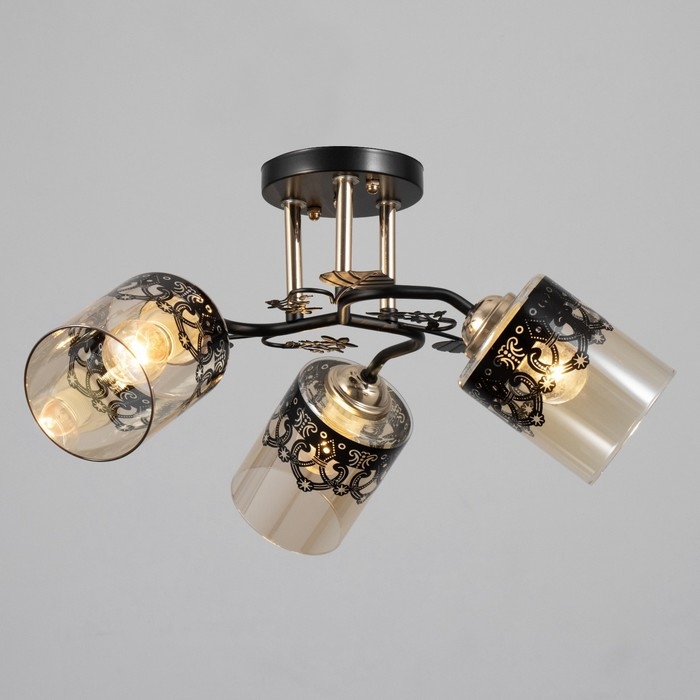 Люстра Люстра "Рузанна" 3хЕ27 40Вт черно-золотой 58х58х27 см BayerLux