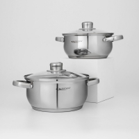 Набор кастрюль «Гретта», 2 предмета: 2,2 л; 3,2 л, капсульное дно, индукция Набор кастрюль «Гретта», 2 предмета: 2,2 л; 3,2 л, капсульное дно, индукция