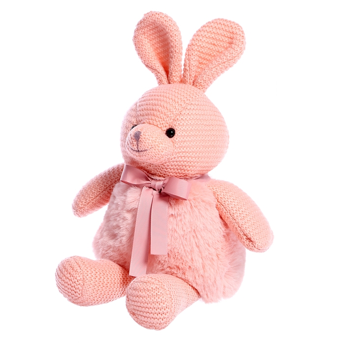 Мягкая игрушка &laquo;Зайка вязаный&raquo;, цвет розовый, 38 см