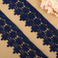 Кружево гипюровое, 65 мм &times; 6,8 &plusmn; 0,5 м, цвет тёмно-синий