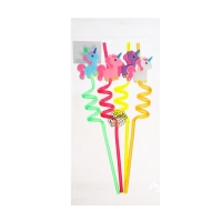 Трубочка из пластика &laquo;Единорог&raquo;, набор 4 шт., МИКС