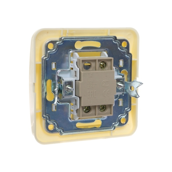 Выключатель проходной Luazon Lighting Выключатель проходной Luazon Lighting "Орион", 10 А, 1 клавиша, скрытый, бежевый