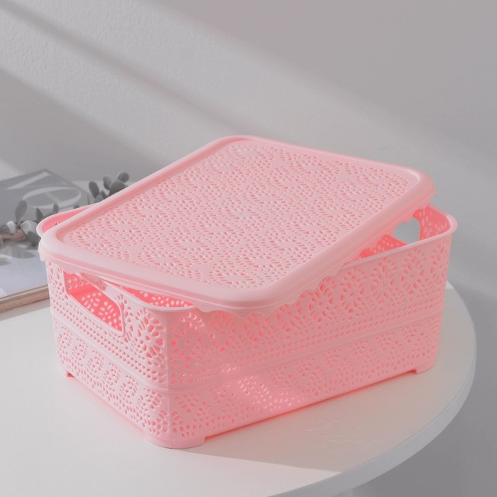 Контейнер для хранения с крышкой &laquo;Ажур&raquo;, пластик, 26&times;19&times;11,5 см, цвет МИКС