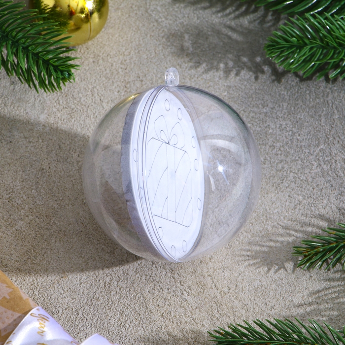 Ёлочное украшение под раскраску «Подарок» размер: 8 см; 2 шт., кисть Ёлочное украшение под раскраску «Подарок» размер: 8 см; 2 шт., кисть