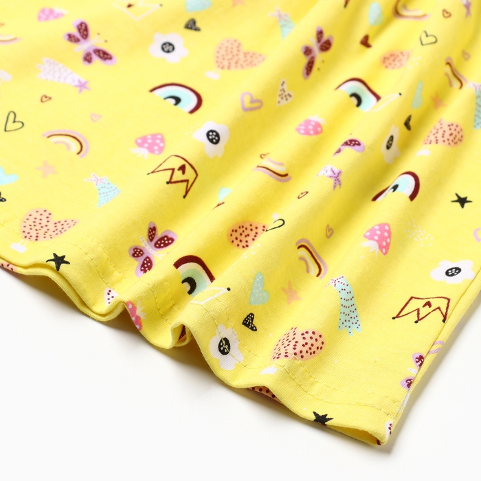 Платье для девочки "Сердечки, бабочки, короны", цвет жёлтый, рост 122-128