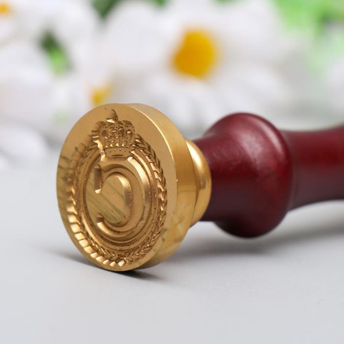 Печать для сургуча с деревянной ручкой Печать для сургуча с деревянной ручкой "Корона с буквой C" 9х2,5х2,5 см