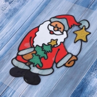 Наклейка на стекло "Дед Мороз с ёлкой и звёздочкой" 14,5х18 см Наклейка на стекло "Дед Мороз с ёлкой и звёздочкой" 14,5х18 см