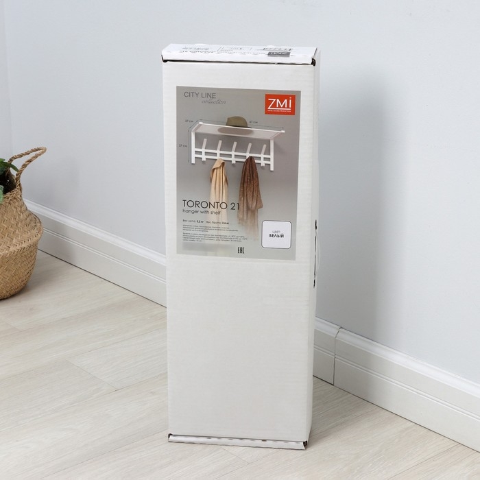 Вешалка с полкой «Торонто 21», 67×27×27 см, 5 двойных крючков, цвет белый Вешалка с полкой «Торонто 21», 67×27×27 см, 5 двойных крючков, цвет белый