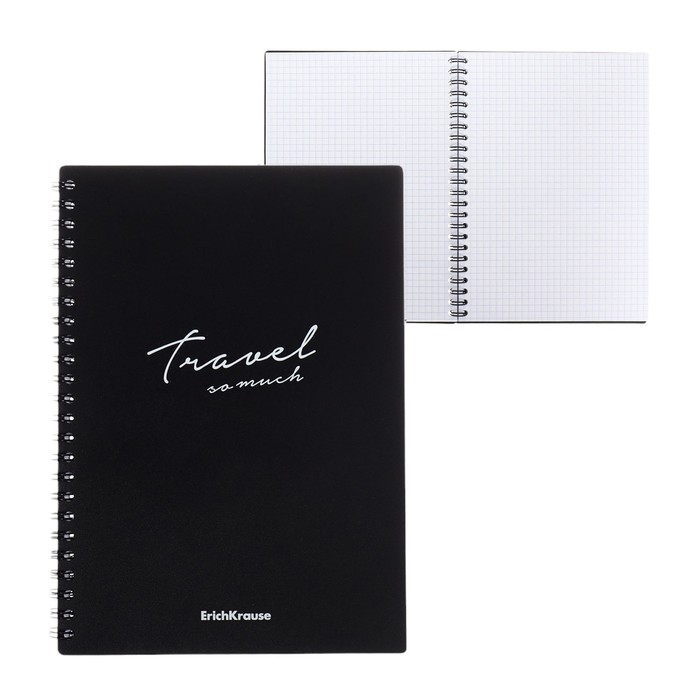 Тетрадь на спирали, 80 листов в клетку, ErichKrause Classic Words, пластиковая обложка, блок офсет 100% белизна, чёрная Тетрадь на спирали, 80 листов в клетку, ErichKrause Classic Words, пластиковая обложка, блок офсет 100% белизна, чёрная