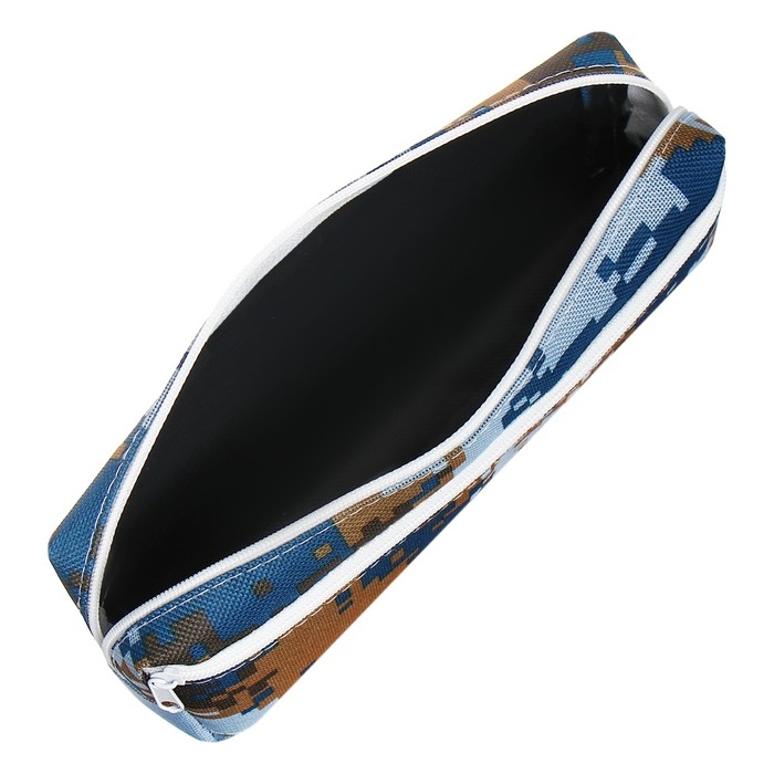 Пенал мягкий 2 отделения, 80 х 210 х 40 мм, объёмный, Calligrata Пенал мягкий 2 отделения, 80 х 210 х 40 мм, объёмный, Calligrata "Миллитари", синий