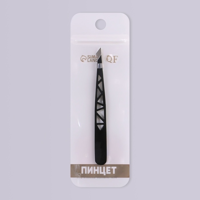 Пинцет &laquo;Геометрия&raquo;, скошенный, заострённый, 9,5 см, цвет чёрный